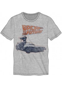 T-Shirt Gris Back To The Future Par Bioworld - DeLorean